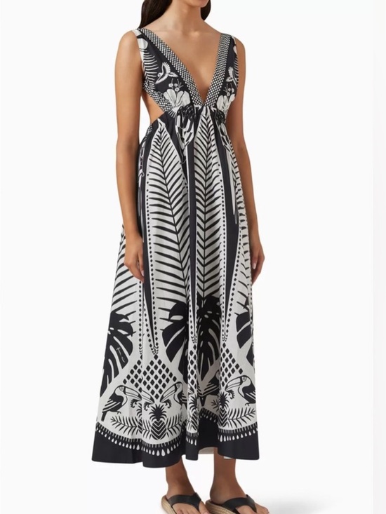 FARM Rio Dresses & Skirts - FARM Rio Black and White Tropical-Print Maxi Dress